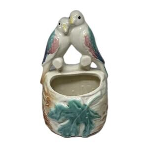 Vintage 1940-50s Morton Pottery Love Birds Ceramic Table Planter Wall Pocket